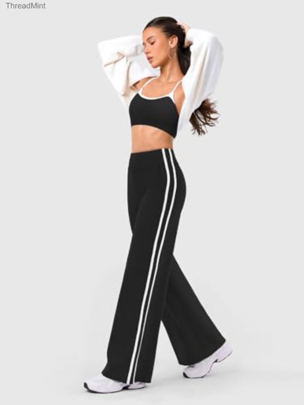 High Rise Wide Leg Yoga Sweatpants with Pockets for Women - Picture 2 of 7
